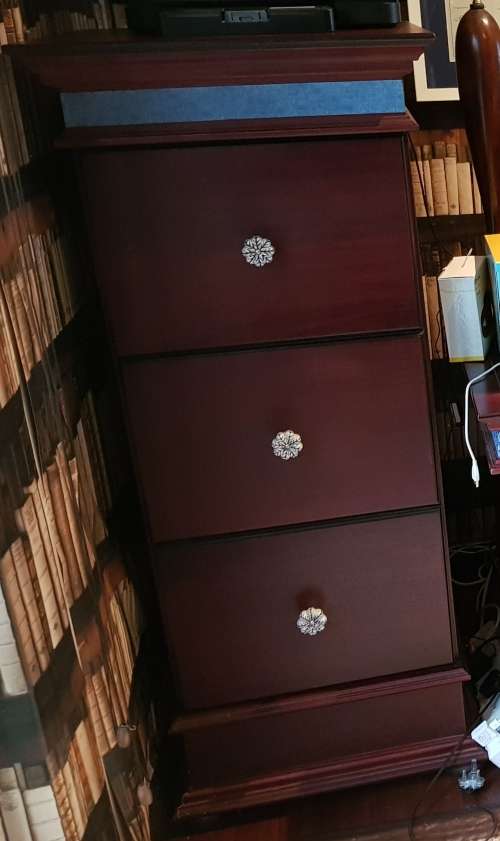 Solid Wood Wetherlys Filing Cabinet - As New - Blue Strip Removable!