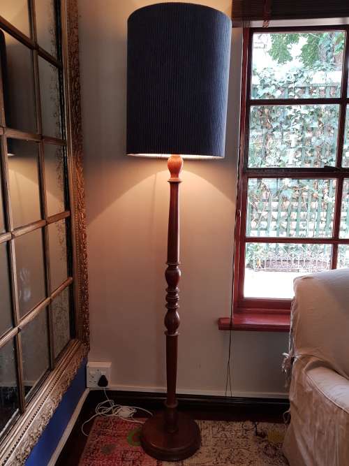 Floor Lamp and Shade - As New - Solid Wood