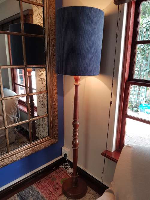 Floor Lamp and Shade - As New - Solid Wood
