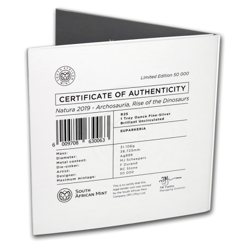 2019 SOUTH AFRICA SILVER NATURA DINOSAUR: EUPARKERIA BU