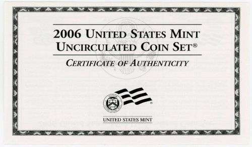 2006 Philadelphia and Denver US Mint Uncirculated 20 Coin BU Set