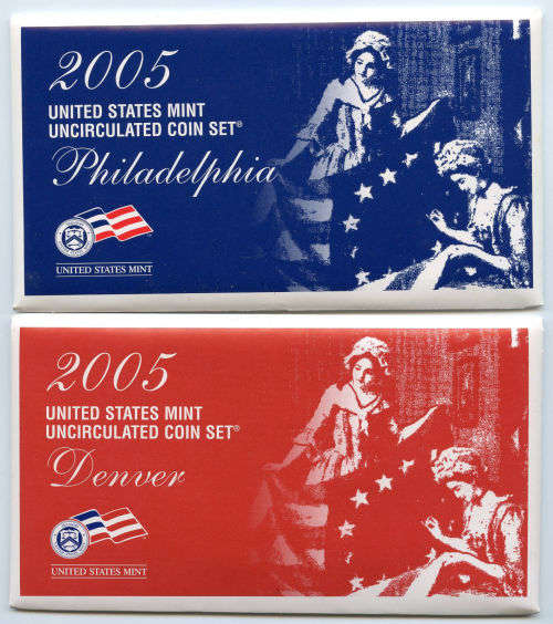 2005 Philadelphia and Denver US Mint Uncirculated 20 Coin BU Set