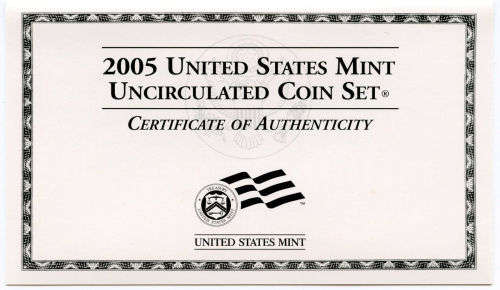 2005 Philadelphia and Denver US Mint Uncirculated 20 Coin BU Set