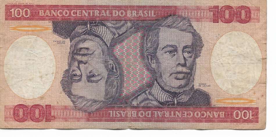 Luis Alves de Lima e Silva, Duke of Caxias (Duque de Caxias) BRAZIL 100 Cruzeiros 1981 Bank note.