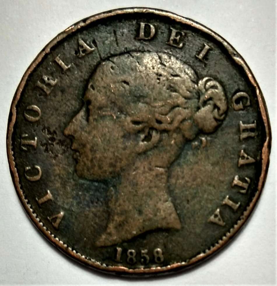 1858 Great Britain ½ Penny - Queen Victoria 1st portrait (160 year old coin!)