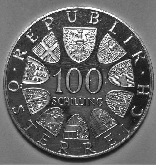 1776-1976 Austriia 100 Schilling Burgtheater  - LARGE 36mm COMMERATIVE (PROOF?) SILVER COIN 23.93g