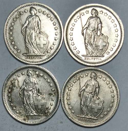 SWITZERLAND - 4 X ½ Franc (2 X 1968, 1 X 1968B, 1 X 1969) - ONE BID TAKES ALL