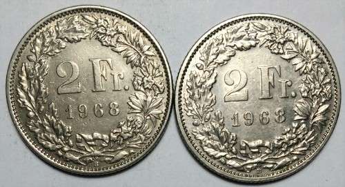 SWITZERLAND - 2 Franc - 2 x 1968 B - ONE BID TAKES ALL
