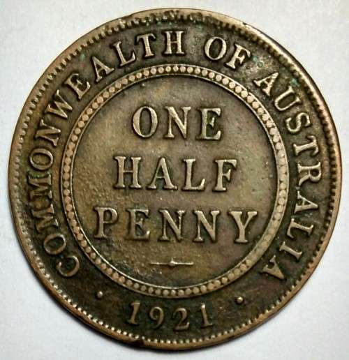 1911 Australia - 1/2 Half Penny Coin - George V
