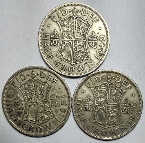 1949 / 1950 / 1951 Great Britain - Half Crown - King George VI - One Bid for 3 Coins