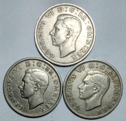 1949 / 1950 / 1951 Great Britain - Half Crown - King George VI - One Bid for 3 Coins