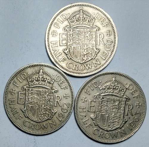 1960 / 1962 / 1963 Great Britain - Half Crown - Queen Elizabeth II - One Bid for 3 Coins