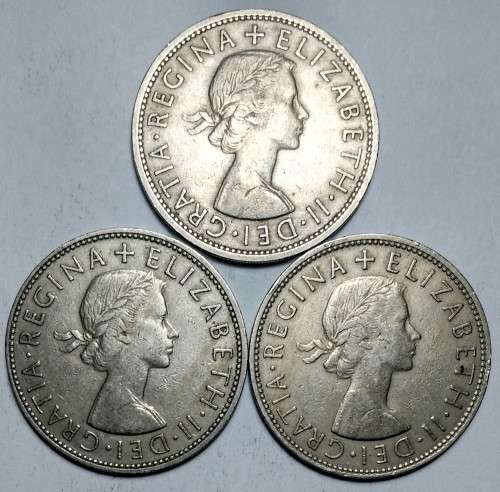 1960 / 1962 / 1963 Great Britain - Half Crown - Queen Elizabeth II - One Bid for 3 Coins