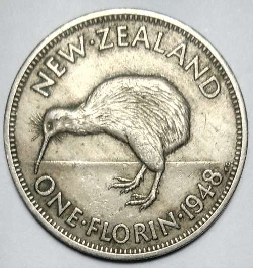 1948 New Zealand - 1 Florin - King George VI (3rd type)