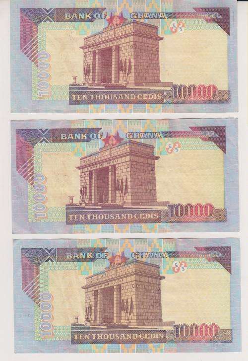2003 Bank of Ghana - 3 x 10,000 Cedes Bank Notes - One Bid Takes All 3