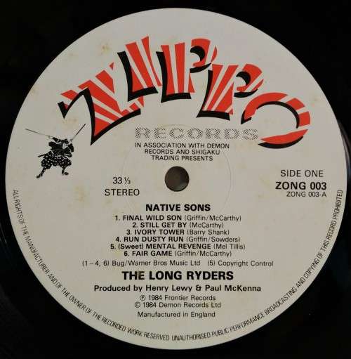 1984 THE LONG RYDERS - NATIVE SONS - VINYL LP VG+ / SLEEVE VG+