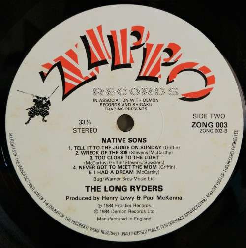 1984 THE LONG RYDERS - NATIVE SONS - VINYL LP VG+ / SLEEVE VG+
