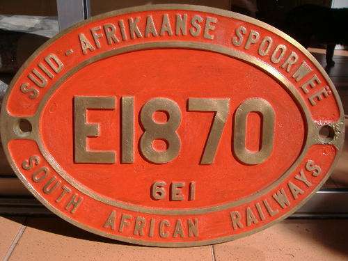 Genuine Brass SA Railways Loco Number Plate