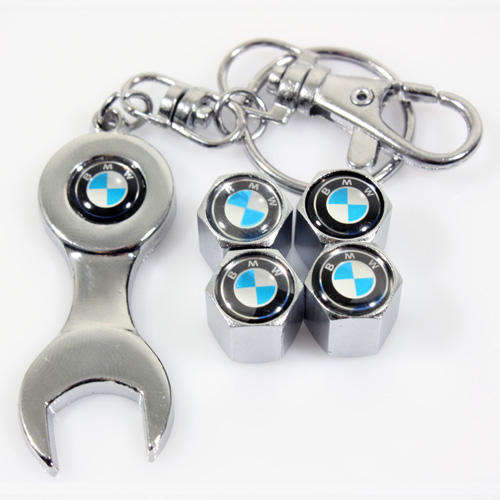 BMW VALVE CAPS WITH KEYCHAIN