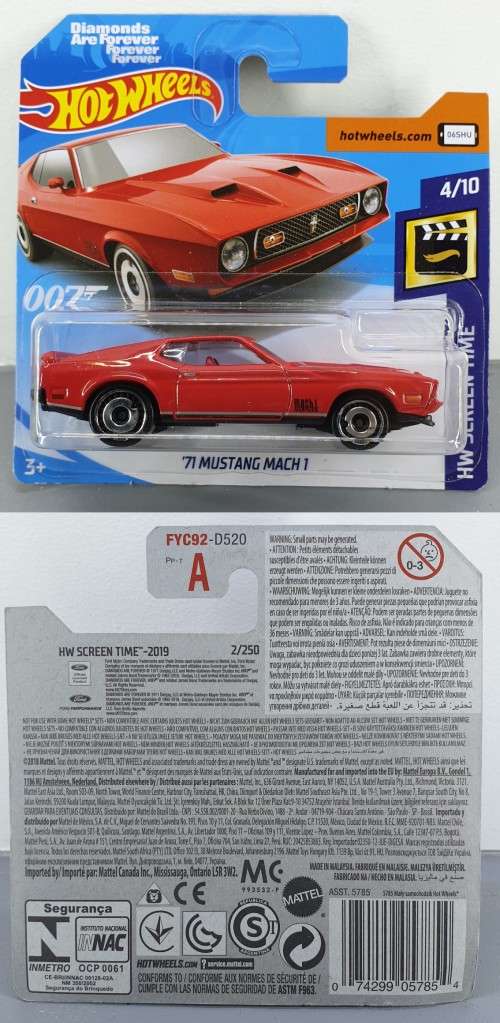 Hotwheels Diecast Hot Wheels 1:64 - `71 MUSTANG MACH1