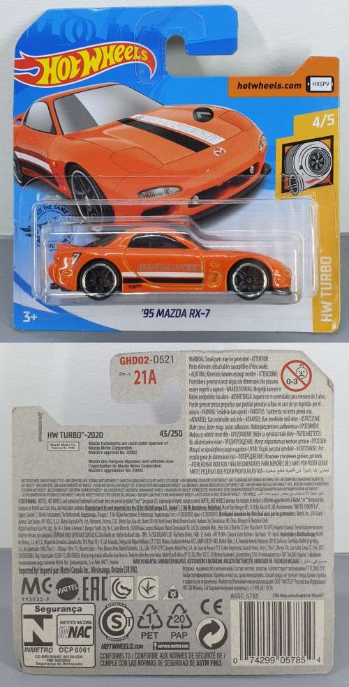 Hotwheels Diecast Hot Wheels 1/64 - `95 Mazda RX-7