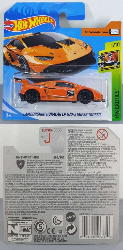 Hotwheels Diecast Hot Wheels 1:64 - LAMBORGHINI HURACAN LP 620-2 SUPER TROFEO