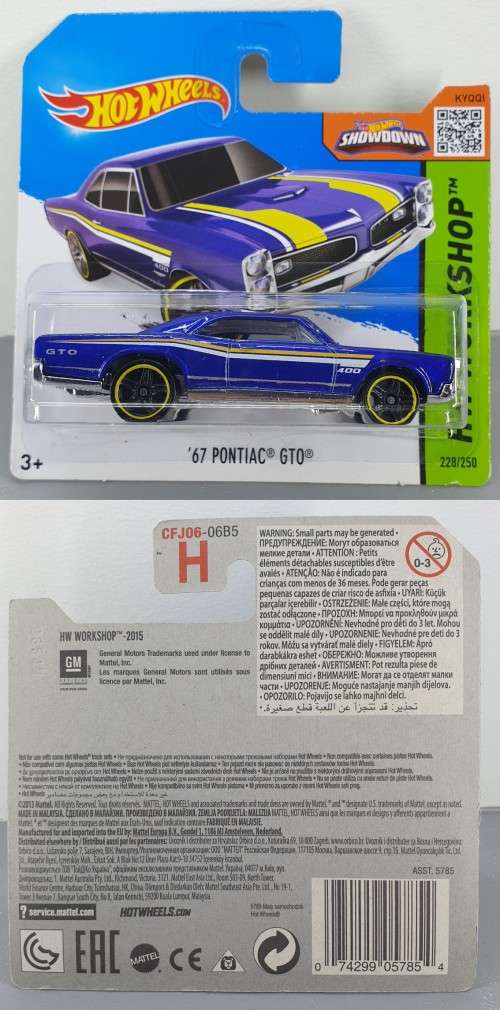 Hotwheels Diecast Hot Wheels 1:64 - `67 PONTIAC GTO