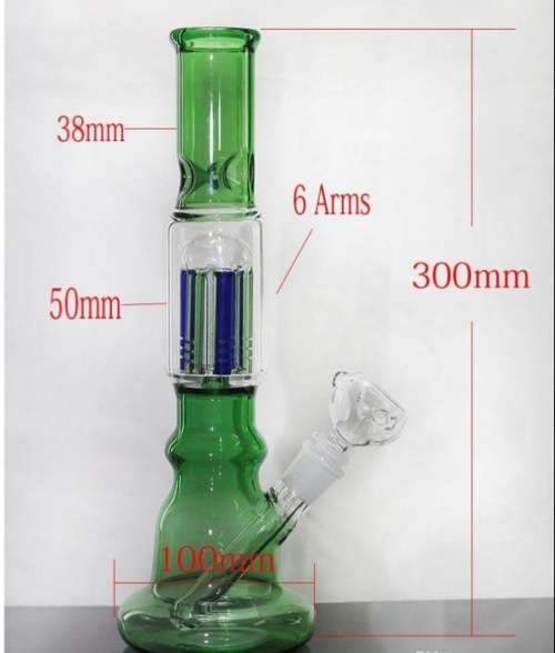 Glass Bong 8arm Percolator Water Pipe and 14mm Bowl with free Bong Cleaner