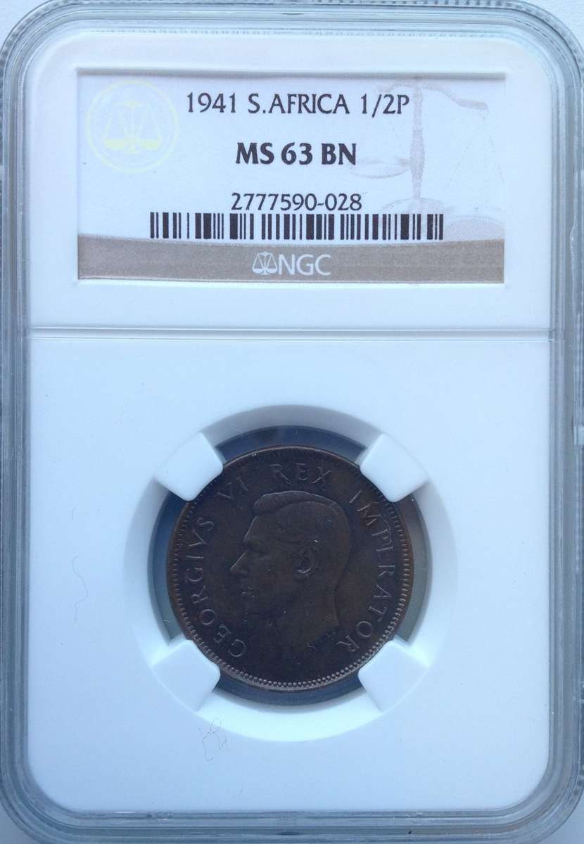 1941 ½ P (HALFPENNY) - NGC GRADED  MS63 BN