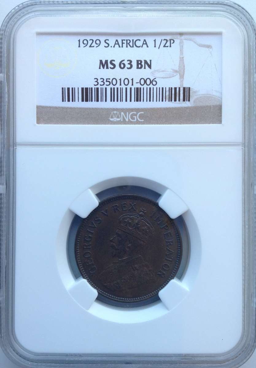 1929 ½ P (HALFPENNY) - NGC GRADED - MS63 BN