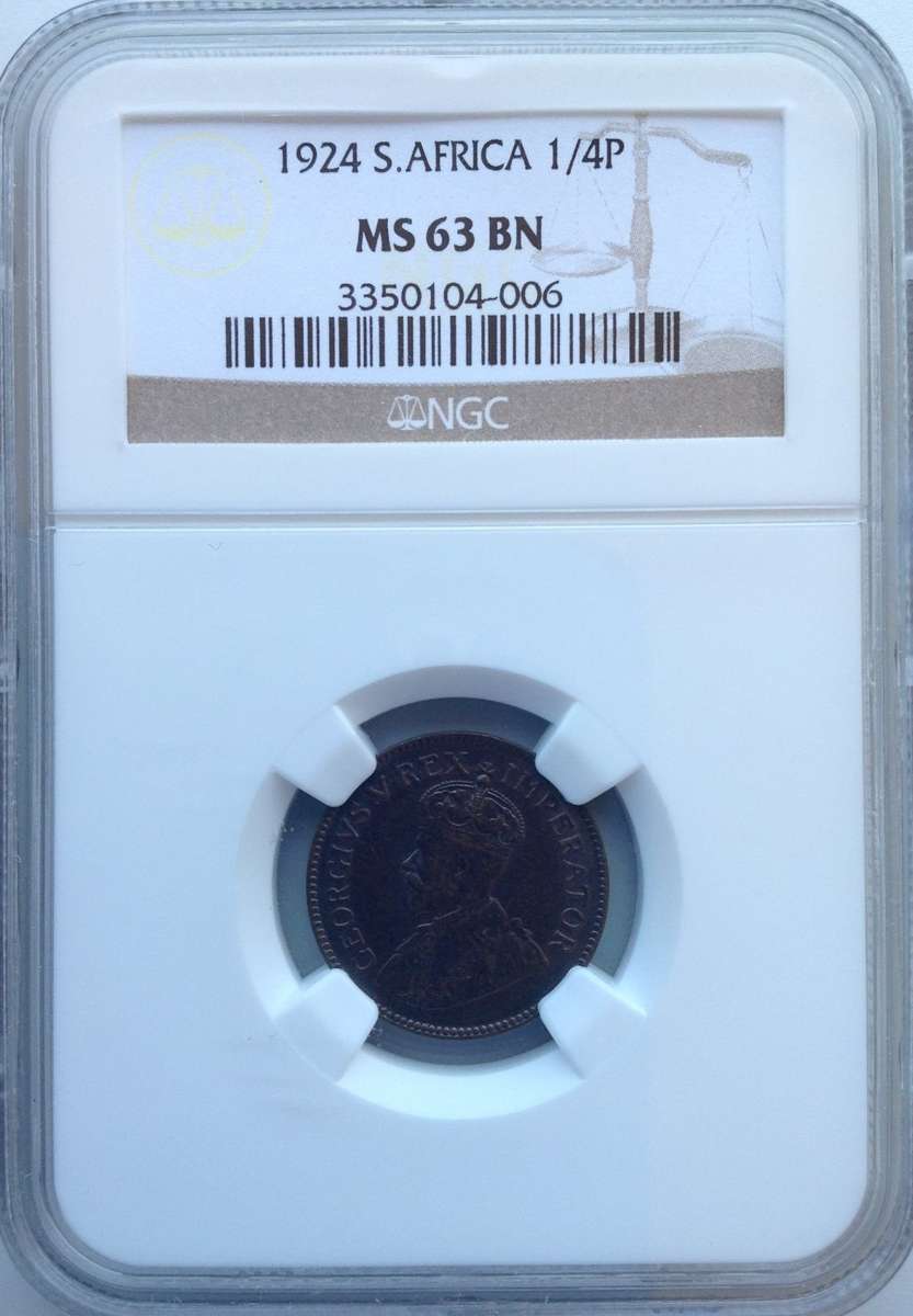 1924 ¼ P (FARTHING) - NGC GRADED - MS63 BN