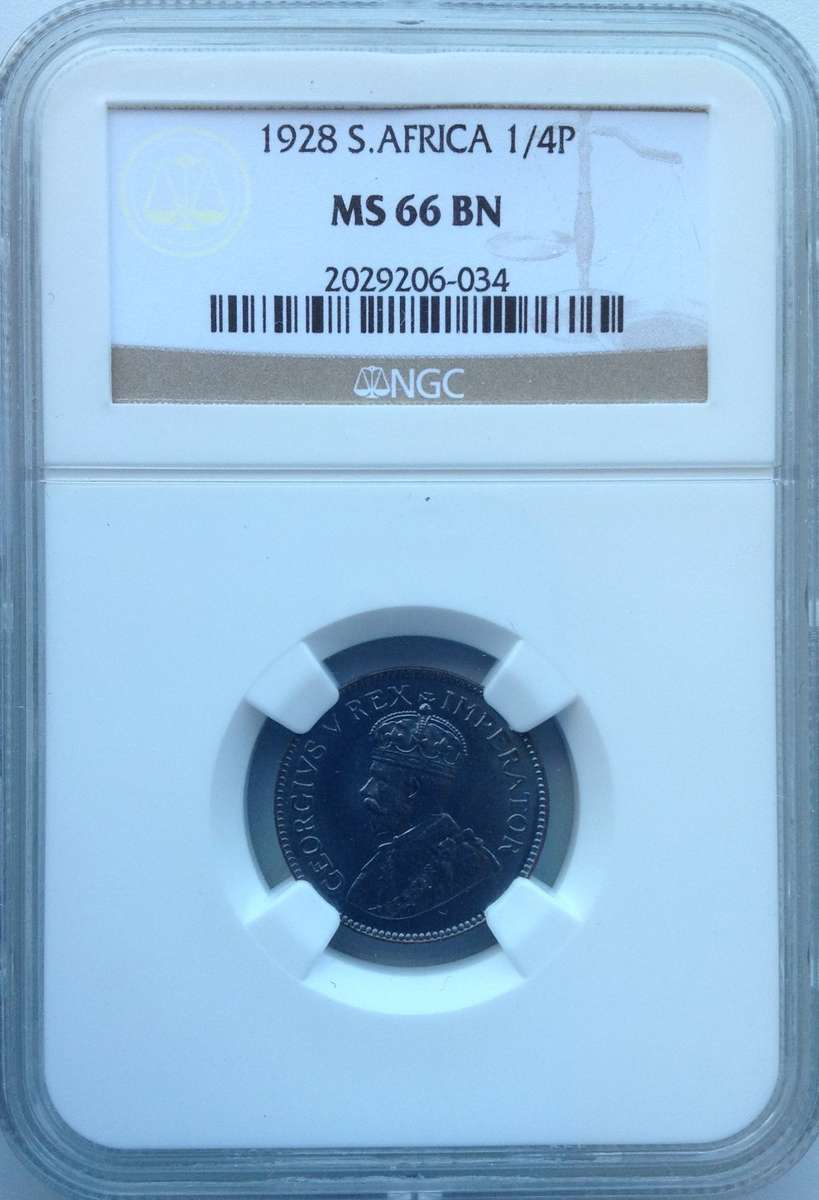 1928 ¼ P (FARTHING) - NGC GRADED - MS66 BN