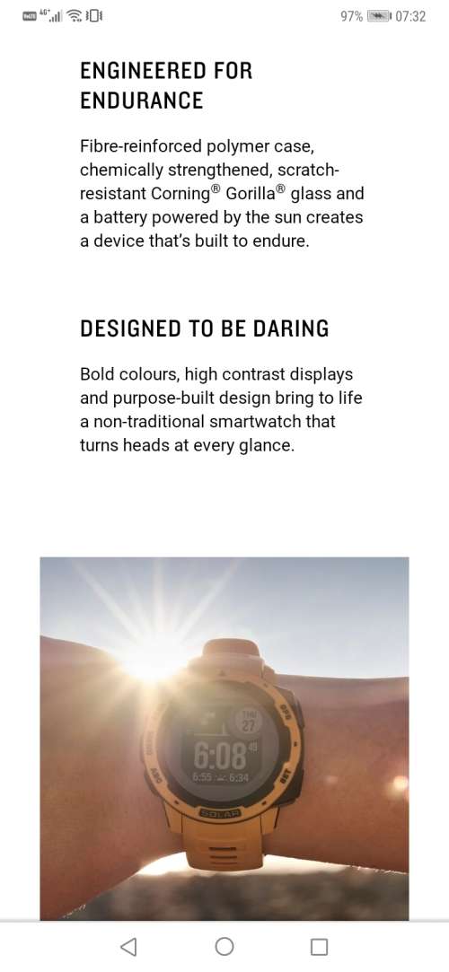 Garmin Instinct Solar Normal R6000+. Amazing upto 54 days battery life! Never used open box special!