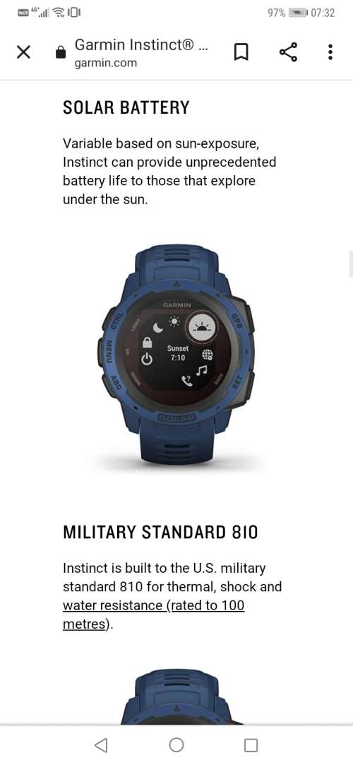 Garmin Instinct Solar Normal R6000+. Amazing upto 54 days battery life! Never used open box special!