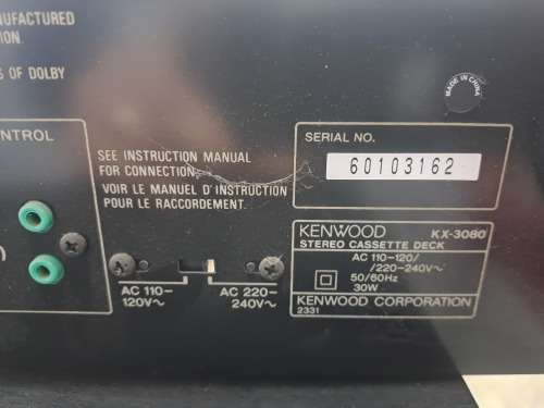 Cassette Tape Deck Kenwood KC3080