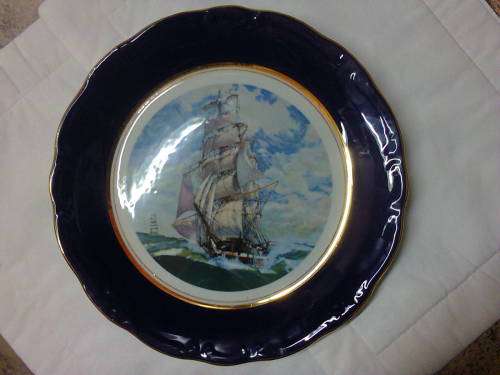 BLUE PATTERN VINTAGE WALL PLATE - 25 CM DIAMETER