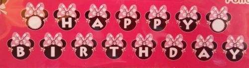 Minnie mouse happy birthday letter banner- Pink & black