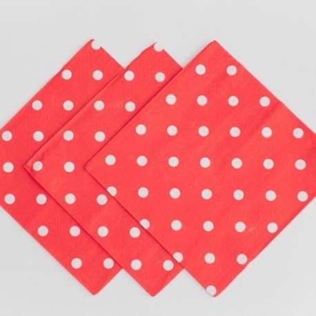 RED polka dot serviettes (10)