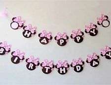 Minnie mouse happy birthday letter banner- Pink & black