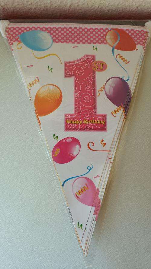 1st birthday triangle banner- girl