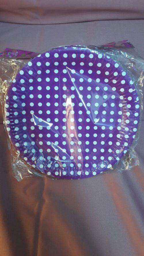 Purple polka dot round plate-WAS R18 NOW R15