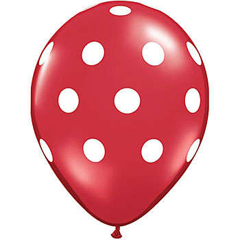 Red polka dot balloons- 10 balloons per pack