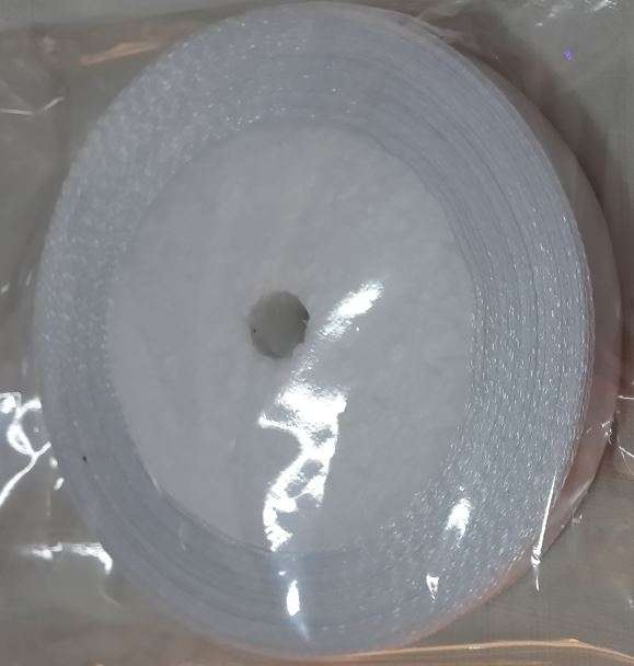 White Satin Ribbon- 10mm, 25m per roll