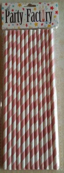 pink stripes paper straws (12 straws)
