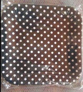 Black polka dot square plate(10)