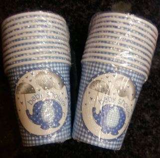 Blue Elephant Umbrella Baby Shower Cups(10)- BABY BOY