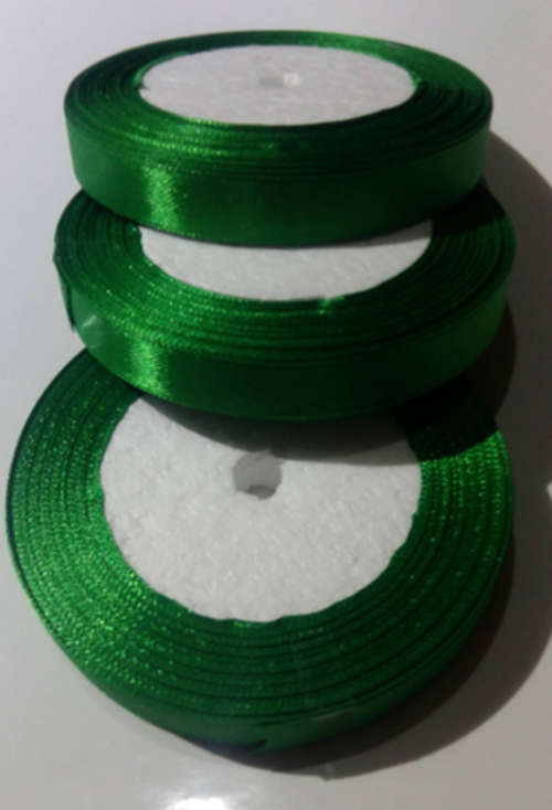 Dark Green Satin Ribbon- 12mm, 23m per roll