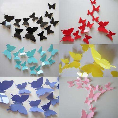 3D paper butterfly decoration sticker- 24 assorted colour butterflies per pack