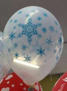 Frozen party balloons(10)-Helium quality- Clear with blue snowflakes