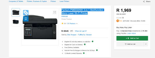 Pantum PM6550NW 3-in-1 Multifunction Mono Laser Wi-Fi Printer